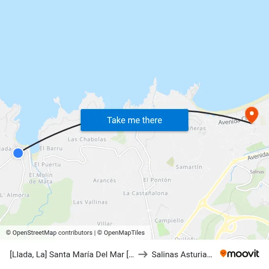 [Llada, La]  Santa María Del Mar [Cta 02991] to Salinas Asturias Spain map