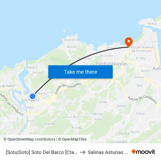 [Sotu|Soto]  Soto Del Barco [Cta 03008] to Salinas Asturias Spain map