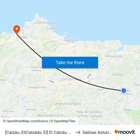 [Calzáu, El|Calzado, El]  El Calzáu N-634 [Cta 03116] to Salinas Asturias Spain map