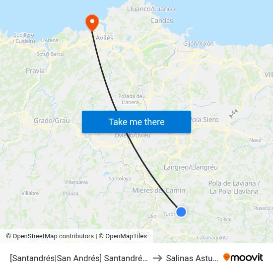 [Santandrés|San Andrés]  Santandrés De Turón [Cta 03252] to Salinas Asturias Spain map