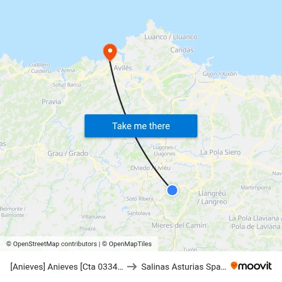 [Anieves]  Anieves [Cta 03345] to Salinas Asturias Spain map