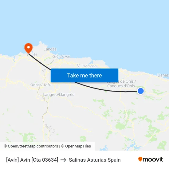 [Avín]  Avín [Cta 03634] to Salinas Asturias Spain map