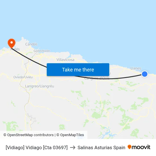 [Vidiago]  Vidiago [Cta 03697] to Salinas Asturias Spain map
