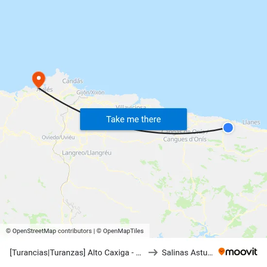[Turancias|Turanzas]  Alto Caxiga - Gasolinera [Cta 03793] to Salinas Asturias Spain map