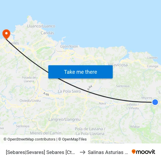 [Sebares|Sevares]  Sebares [Cta 03856] to Salinas Asturias Spain map