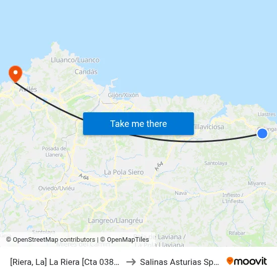 [Riera, La]  La Riera [Cta 03898] to Salinas Asturias Spain map