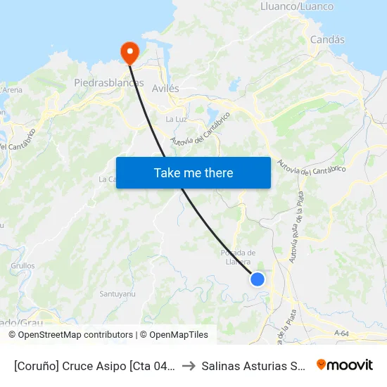 [Coruño]  Cruce Asipo [Cta 04132] to Salinas Asturias Spain map