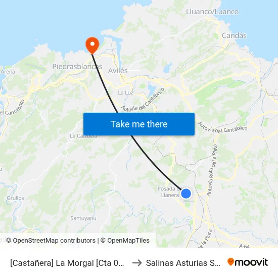 [Castañera]  La Morgal [Cta 04231] to Salinas Asturias Spain map