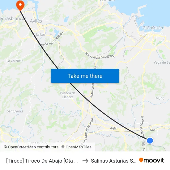[Tiroco]  Tiroco De Abajo [Cta 04376] to Salinas Asturias Spain map