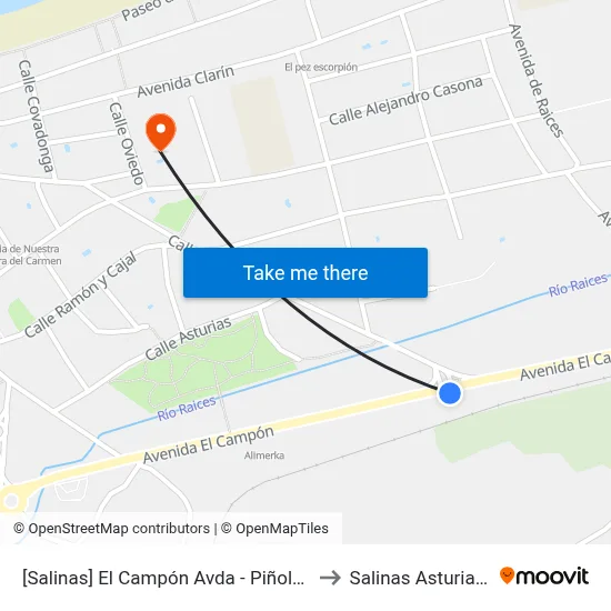 [Salinas]  El Campón Avda - Piñole [Cta 04562] to Salinas Asturias Spain map