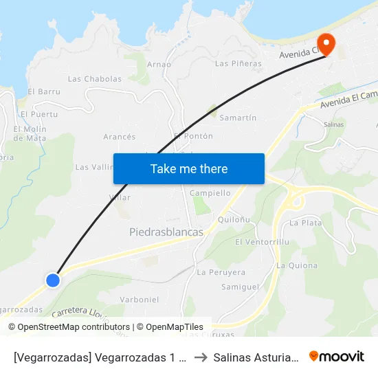 [Vegarrozadas]  Vegarrozadas 1 [Cta 04595] to Salinas Asturias Spain map