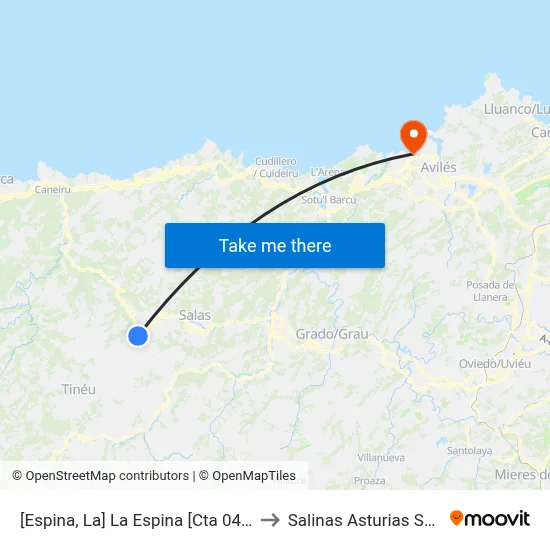 [Espina, La]  La Espina [Cta 04600] to Salinas Asturias Spain map