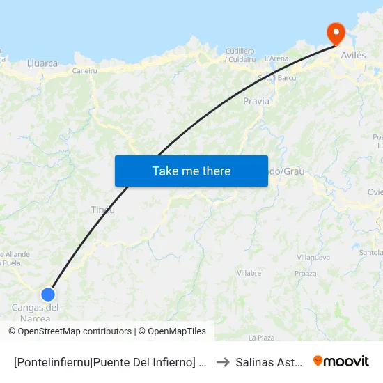 [Pontelinfiernu|Puente Del Infierno]  Pontelinfiernu [Cta 04653] to Salinas Asturias Spain map