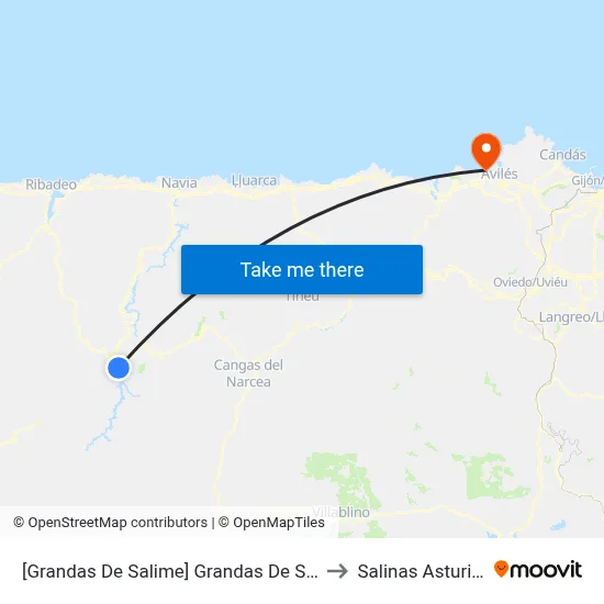 [Grandas De Salime]  Grandas De Salime [Cta 04677] to Salinas Asturias Spain map
