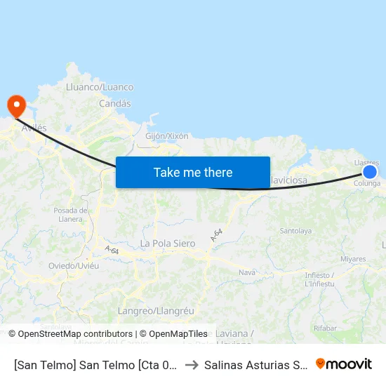 [San Telmo]  San Telmo [Cta 05200] to Salinas Asturias Spain map