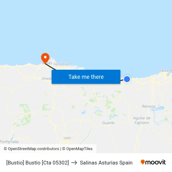[Bustio]  Bustio [Cta 05302] to Salinas Asturias Spain map