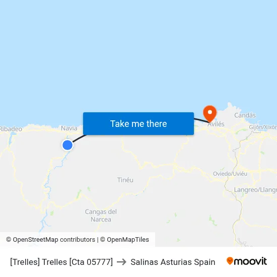 [Trelles]  Trelles [Cta 05777] to Salinas Asturias Spain map
