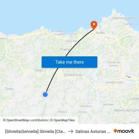 [Silviella|Selviella]  Silviella [Cta 06013] to Salinas Asturias Spain map
