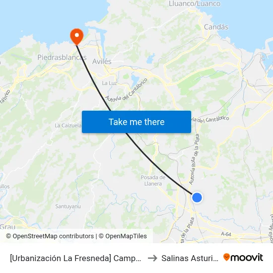 [Urbanización La Fresneda]  Campo Golf [Cta 06464] to Salinas Asturias Spain map