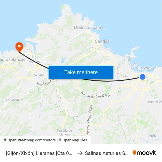 [Gijón/Xixón]  Llaranes [Cta 07003] to Salinas Asturias Spain map