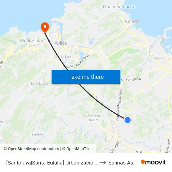 [Santolaya|Santa Eulalia]  Urbanización Soto De Llanera 2 [Cta 07297] to Salinas Asturias Spain map