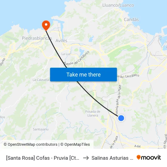 [Santa Rosa]  Cofas - Pruvia [Cta 07302] to Salinas Asturias Spain map