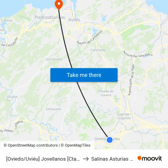 [Oviedo/Uviéu]  Jovellanos [Cta 07399] to Salinas Asturias Spain map