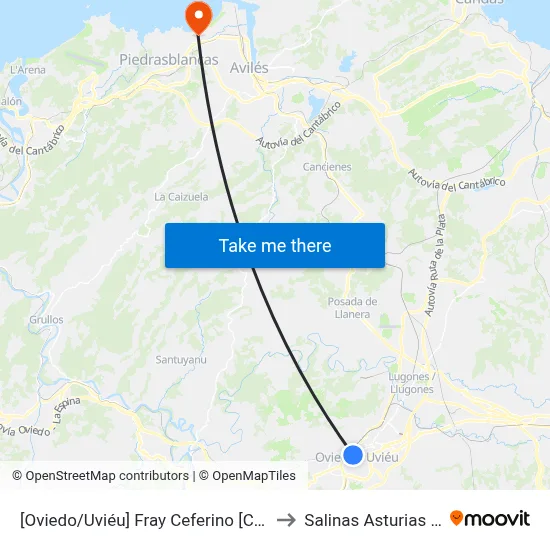 [Oviedo/Uviéu]  Fray Ceferino [Cta 07406] to Salinas Asturias Spain map