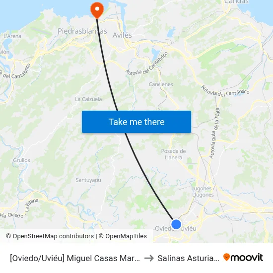 [Oviedo/Uviéu]  Miguel Casas Marín [Cta 07407] to Salinas Asturias Spain map