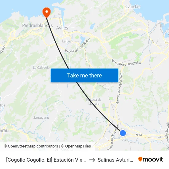 [Cogollo|Cogollo, El]  Estación Viella [Cta 07412] to Salinas Asturias Spain map