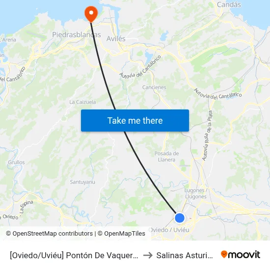 [Oviedo/Uviéu]  Pontón De Vaqueros [Cta 07421] to Salinas Asturias Spain map
