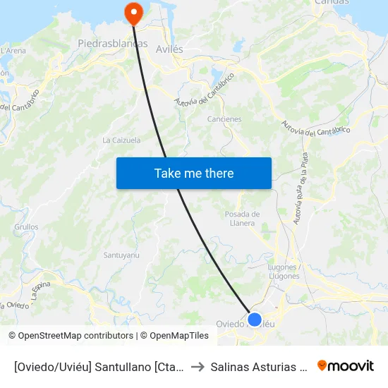 [Oviedo/Uviéu]  Santullano [Cta 07423] to Salinas Asturias Spain map