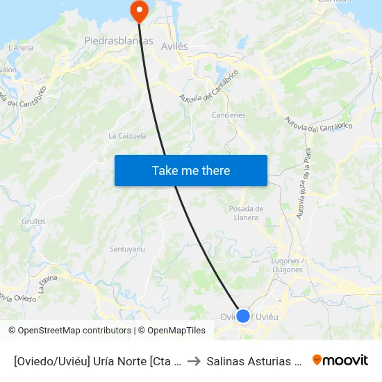 [Oviedo/Uviéu]  Uría Norte [Cta 07429] to Salinas Asturias Spain map
