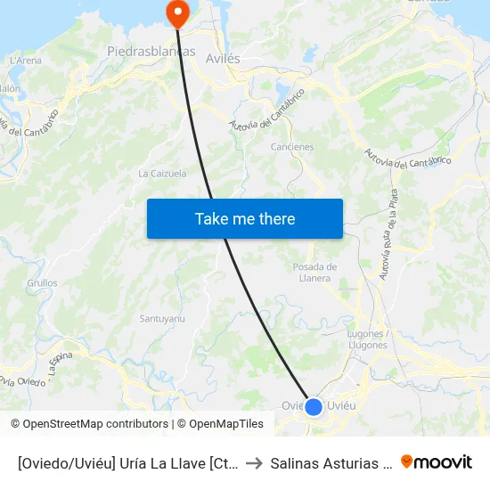 [Oviedo/Uviéu]  Uría La Llave [Cta 07430] to Salinas Asturias Spain map