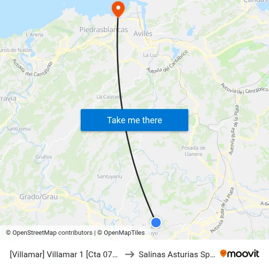 [Villamar]  Villamar 1 [Cta 07866] to Salinas Asturias Spain map