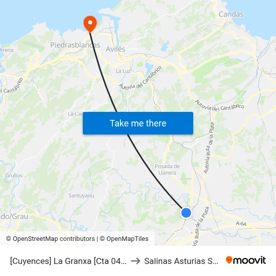 [Cuyences]  La Granxa [Cta 04204] to Salinas Asturias Spain map