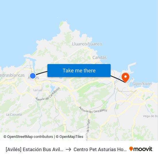 [Avilés]  Estación Bus Avilés [Cta 00161] to Centro Pet Asturias Hospital De Jove map