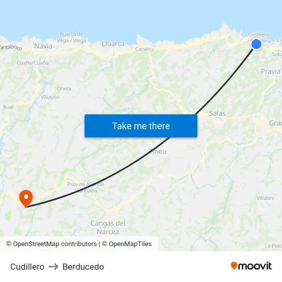 Cudillero to Berducedo map