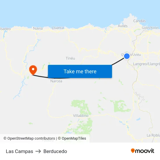 Las Campas to Berducedo map