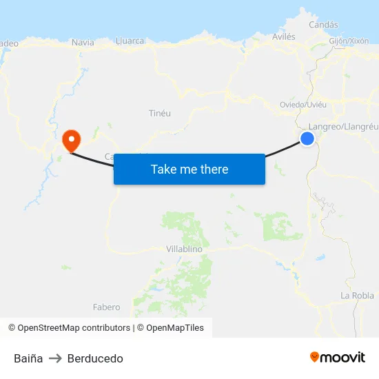 Baiña to Berducedo map