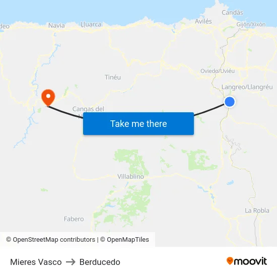 Mieres Vasco to Berducedo map