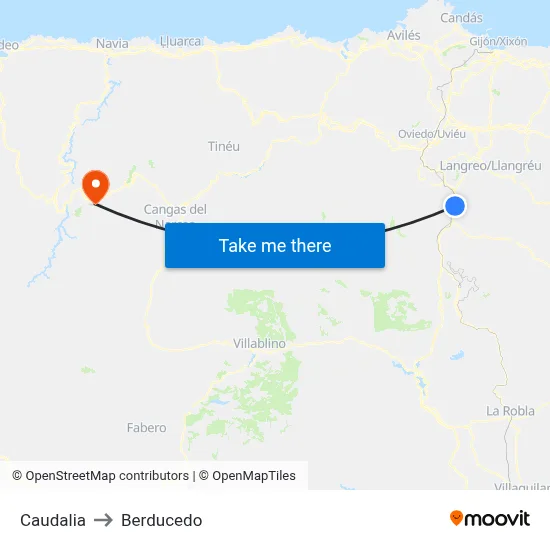 Caudalia to Berducedo map
