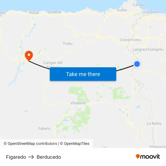 Figaredo to Berducedo map