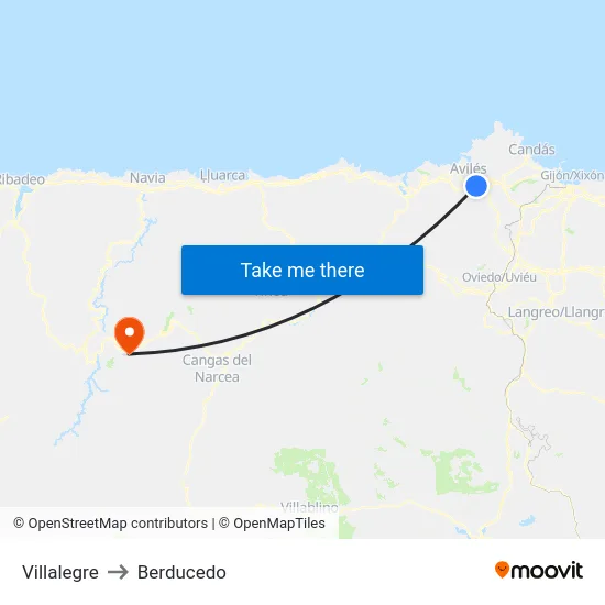 Villalegre to Berducedo map