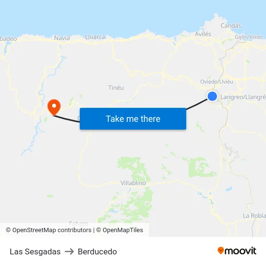 Las Sesgadas to Berducedo map