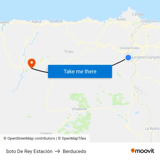 Soto De Rey Estación to Berducedo map