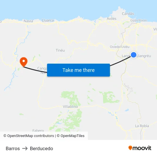 Barros to Berducedo map
