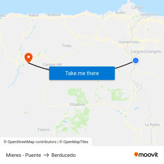 Mieres - Puente to Berducedo map