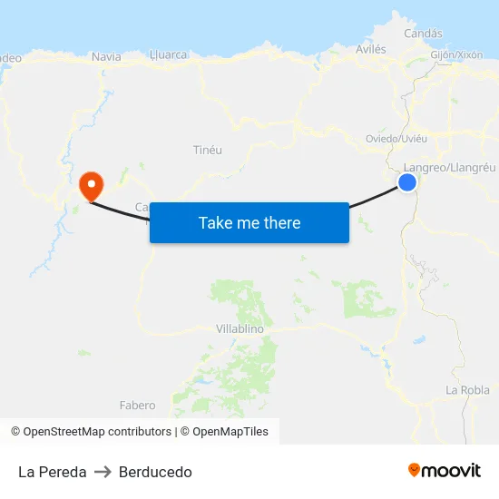 La Pereda to Berducedo map