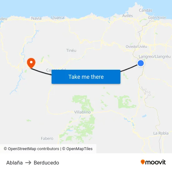 Ablaña to Berducedo map